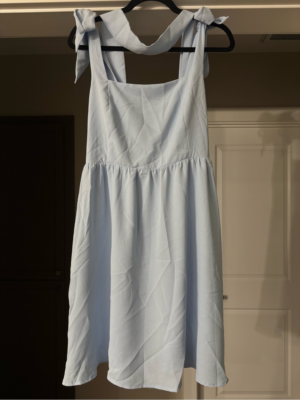 Light Blue Tie-Shoulder Sundress